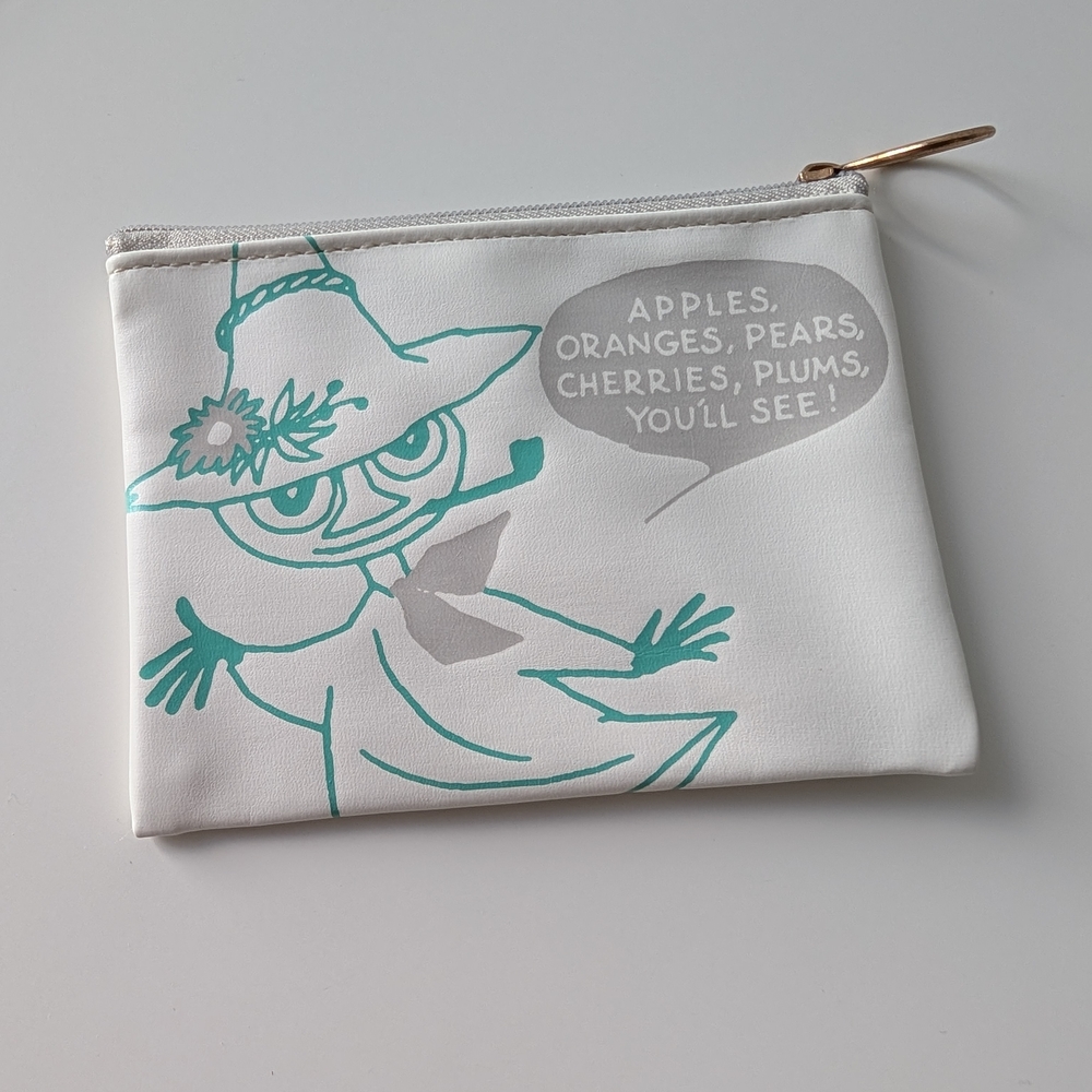 Snufkin Moomin Zipper Pouch Coin Purse (New) White & Teal NWOT